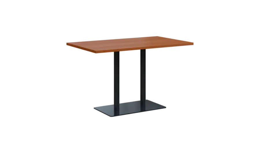 RGT 52 stůl hranatý, noha trubková, černá, deska 25 mm, široký 1200 mm, olše jantar